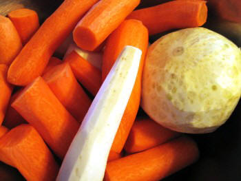 Peeled vegetables
