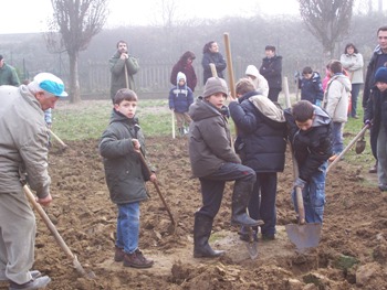 spading the soil for weath