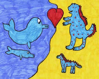 disegno Dino e il delfino