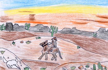 disegno: cowboy nel deserto