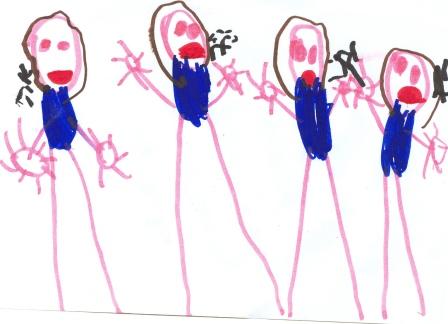 disegno di bambini che parlano  contemporaneamente