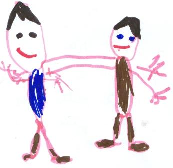 disegno di due bambini che si abbracciano