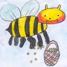 disegno ape operaia che trasporta il polline