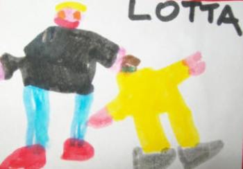 disegno di due bambini che fanno la lotta.