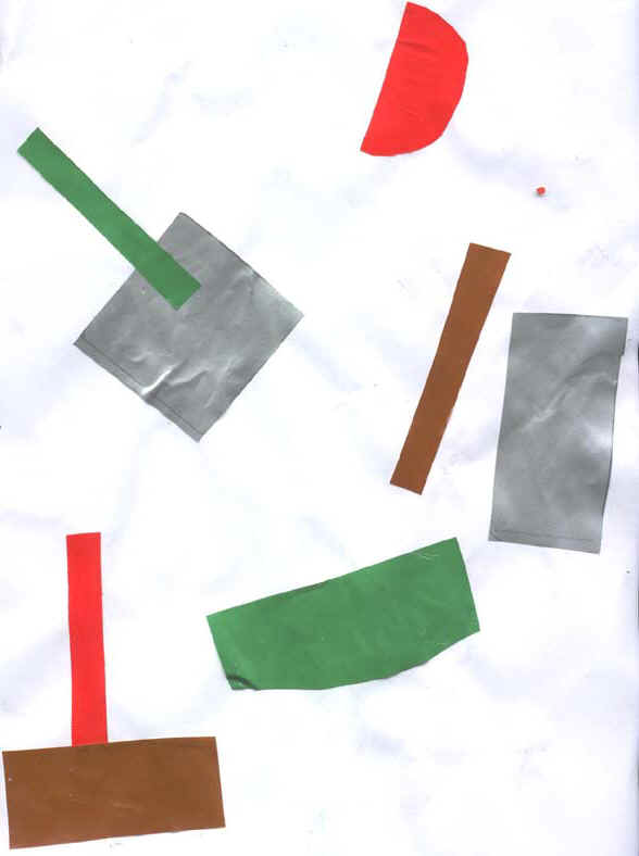 collage  dei bambini con carta colorata