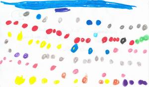 pittura dei bambini abbinando colori e forme