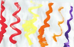 pittura dei bambini abbinando colori e forme