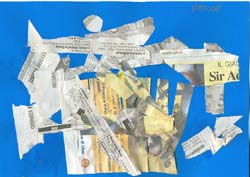 collage  dei bambini con carta di giornali