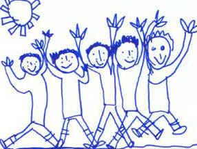 disegno di bambini che giocano felici