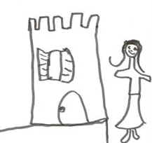 disegno di una bambina al castello