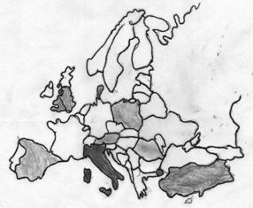 cartina europa con evidenziate le scuole partner del progetto Comenius