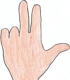 Disegno mano con tre dita alzate