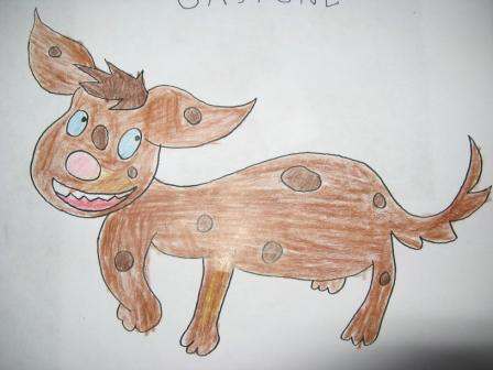 foto del disegno del cane Gastone colorato dai bambini