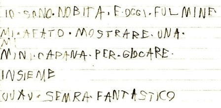 scansione scritto di una bambina