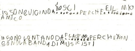 scansione scritto di un bambino