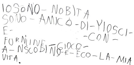 scansione scritto di una bambina