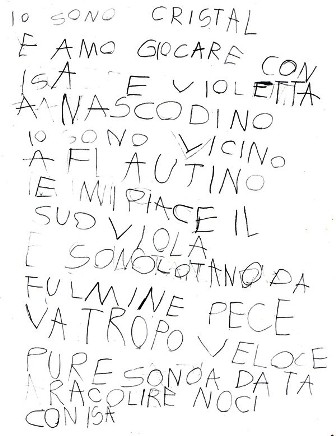 scansione scritto di una bambina