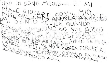 scansione scritto di un bambino