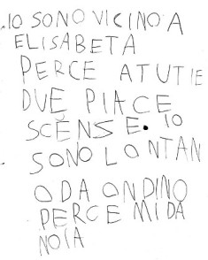 scansione scritto di una bambina