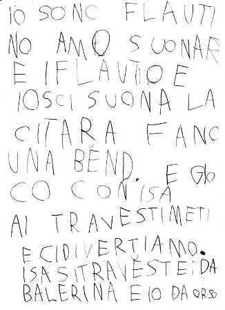 scansione scritto di un bambino