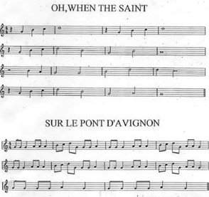 Spartito "Oh, when the saint", "Sur le pont d'Avignon"