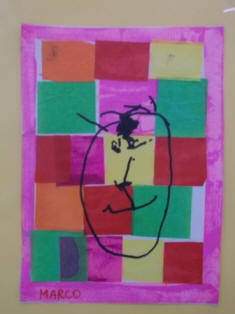 disegno dei bambini con sfondo colorato a collage