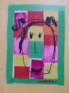 disegno dei bambini con sfondo colorato a collage