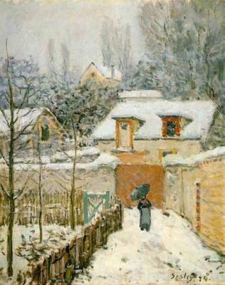 Quadro di Alfred Sisley:  Neve a Louveciennes 