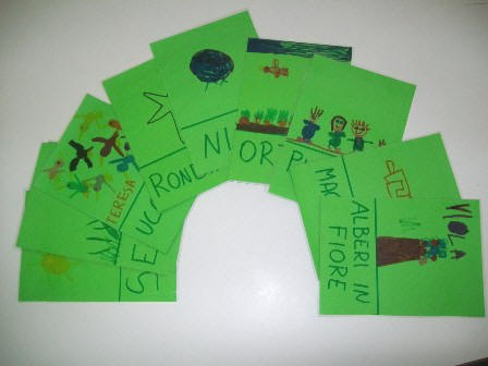 carte delle parole di primavera disegnate dai bambini