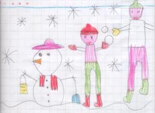 disegno bambini sulla neve